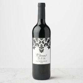 Etiqueta Para Botella De Vino Damasco negro vintage y elegante