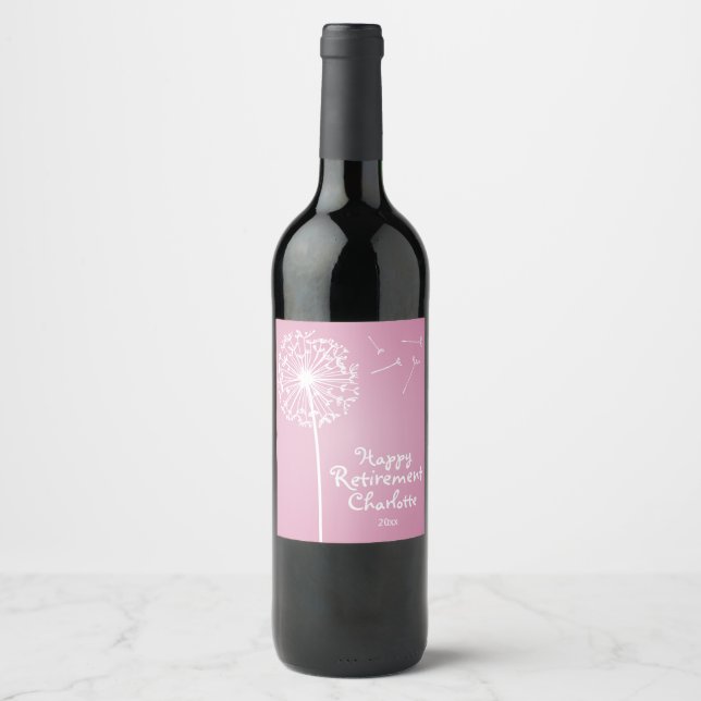 Etiqueta Para Botella De Vino Dandelion rosado, Fiesta (Anverso)