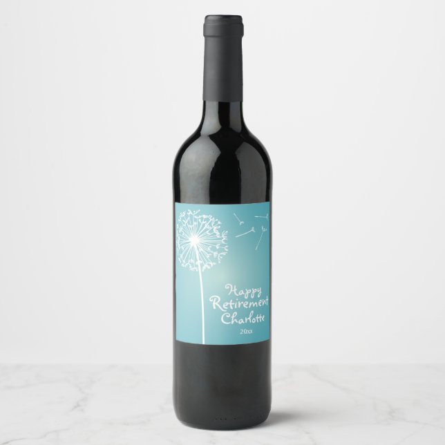 Etiqueta Para Botella De Vino Dandelion verdaderamente Verde azulado, Fiesta (Anverso)