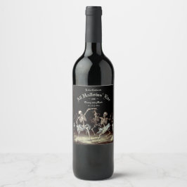 Etiqueta Para Botella De Vino Danza de esqueletos de la peste negra Halloween