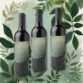 Etiqueta Para Botella De Vino dark green elegant nature wedding