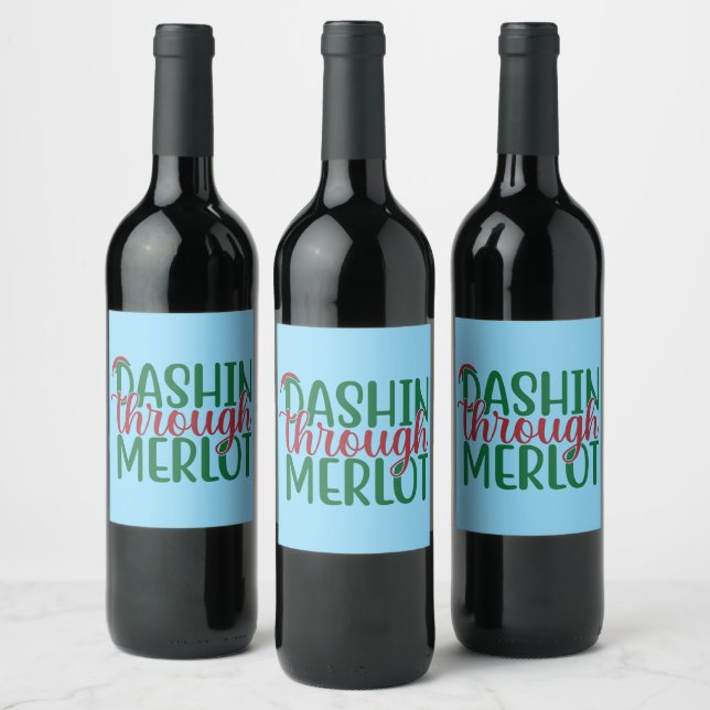 Etiqueta Para Botella De Vino Dashing Through Merlot (Botellas)