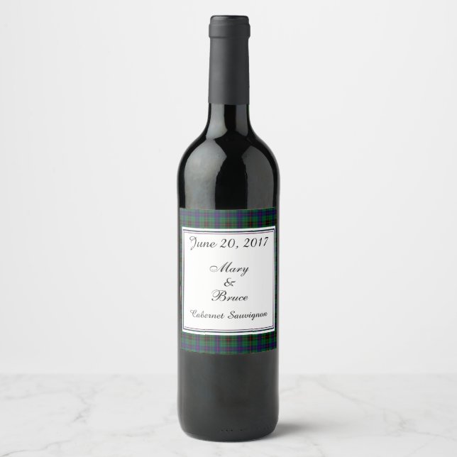 Etiqueta Para Botella De Vino Davidson Scottish Boda Wine Label (Anverso)