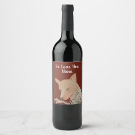Etiqueta Para Botella De Vino De los niños La Abuela Festividad Fox