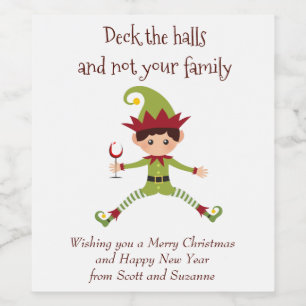 Etiqueta Para Botella De Vino Deck the Halls Wine Funny Wine Label