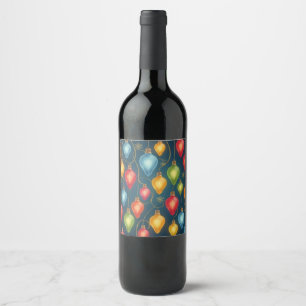 Etiqueta Para Botella De Vino Decoración colorida y vintage de las luces navideñ