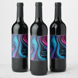 Etiqueta Para Botella De Vino Decoración moderna de la mesa - azul y rosa-