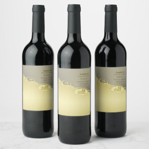 Etiqueta Para Botella De Vino Decorativo de oro de lujo sobre oro y plata, Monog