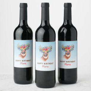 Etiqueta Para Botella De Vino Deer floral