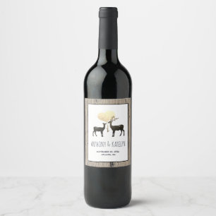 Etiqueta Para Botella De Vino Deer Love Woodland Deer Boda Personalizado