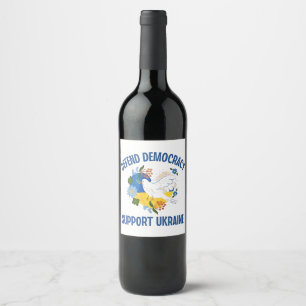 Etiqueta Para Botella De Vino Defender la democracia apoyar a Ucrania Estadounid