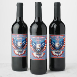 Etiqueta Para Botella De Vino Deje que la libertad suene Águila Americana