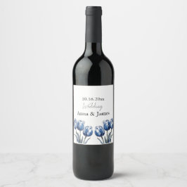 Etiqueta Para Botella De Vino Delft Blue Tulip, personalizado