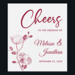 Etiqueta Para Botella De Vino Delicadas ovaciones de orquídeas al personalizado<br><div class="desc">Elegantes etiquetas de personalizable para la recepción de tu boda, con hermosos y delicados dibujos en línea de orquídeas rojas en un lado, sobre un fondo blanco clásico, y la frase "Saludos al boda de" con letras rojas. Edite fácilmente los campos de plantilla para agregar los nombres de novios y...</div>