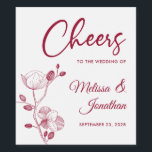 Etiqueta Para Botella De Vino Delicadas ovaciones de orquídeas al personalizado<br><div class="desc">Elegantes etiquetas de personalizable para la recepción de tu boda, con hermosos y delicados dibujos en línea de orquídeas rojas en un lado, sobre un fondo blanco clásico, y la frase "Saludos al boda de" con letras rojas. Edite fácilmente los campos de plantilla para agregar los nombres de novios y...</div>