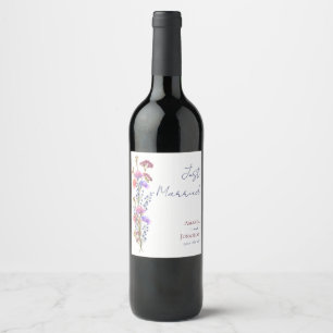 Etiqueta Para Botella De Vino Delicado Acrílico Floral Boda