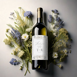 Etiqueta Para Botella De Vino Delicado Boda de borde de flor silvestre ID1102