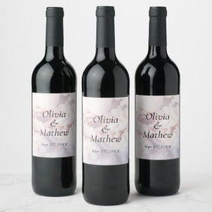 Etiqueta Para Botella De Vino Delicados Bodas de peones y Rosas morados