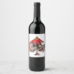 Etiqueta Para Botella De Vino Delicias de jugadores - Collage de iconos de Las V