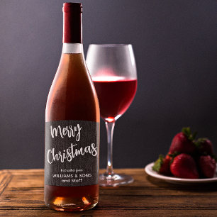 Etiqueta Para Botella De Vino Denim Negro Texto Blanco, Conjunto de 6 Nombres Co