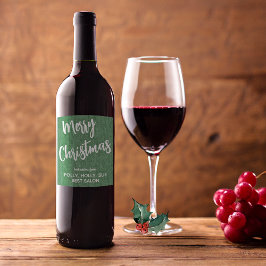 Etiqueta Para Botella De Vino Denim Verde Texto Blanco, Nombre de la Empresa Con