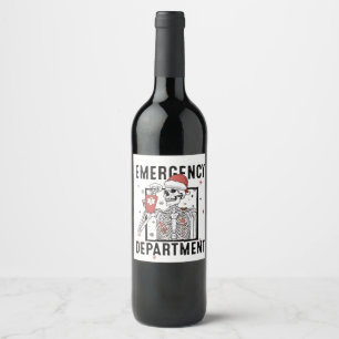 Etiqueta Para Botella De Vino Departamento de Emergencia Skeleton Enfermería Caf