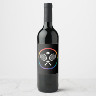 Etiqueta Para Botella De Vino Deporte de tenis Arcoiris LGBTQ Aliado del Orgullo