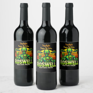 Etiqueta Para Botella De Vino Descubra el punto de referencia del OVNI de Roswel