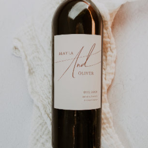 Etiqueta Para Botella De Vino Desierto caprichoso   Boda beige