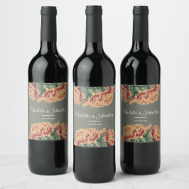 Etiqueta Para Botella De Vino Desierto de Flores Rosa Cactus Pricky Pear Boda