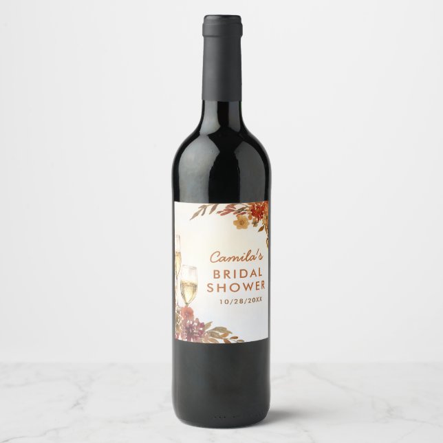 Etiqueta Para Botella De Vino Despedida de Soltera Bohemio Floral (Anverso)