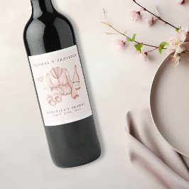 Etiqueta Para Botella De Vino Despedida de Soltera con Pijamas y Prosecco
