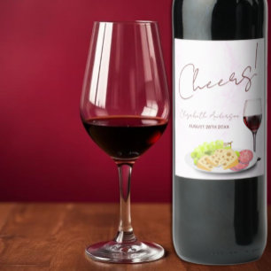 Etiqueta Para Botella De Vino Despedida de soltera con vino y charcutería