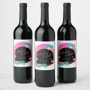 Etiqueta Para Botella De Vino Despedida de soltera Flamingo Flockeante Fantástic