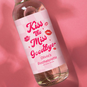 Etiqueta Para Botella De Vino Despedida de soltera Kiss the Miss Goodbye 