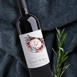 Etiqueta Para Botella De Vino Despedida de soltera náutica cangrejo submarino Ar