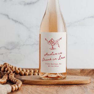 Etiqueta Para Botella De Vino Despedida de soltera roja caprichosa dibujada a ma