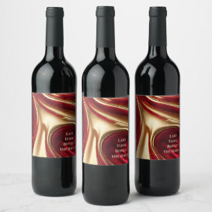 Etiqueta Para Botella De Vino Despedida de soltera - Rojo y dorado-