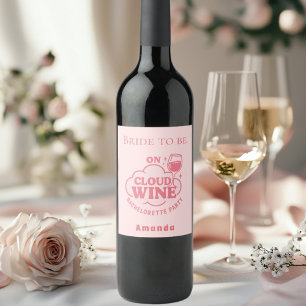 Etiqueta Para Botella De Vino Despedida de soltera rosa en vino de nube novia 