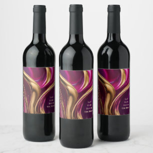Etiqueta Para Botella De Vino Despedida de Soltera - Rosa Fucsia y Dorado-