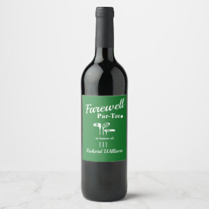 Etiqueta Para Botella De Vino Despedida Jubilación Club de Golf Tema Par Tee