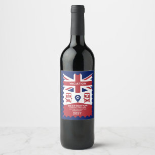 Etiqueta Para Botella De Vino Destino Vacaciones en el Reino Unido