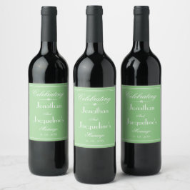 Etiqueta Para Botella De Vino Detalles de Boda Verde Suave con Letra Blanca Simp