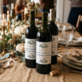 Etiqueta Para Botella De Vino Día de Acción de Gracias Costero Elegante