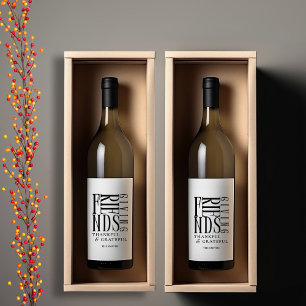 Etiqueta Para Botella De Vino Día de Acción de Gracias Minimalista Moderno de Am