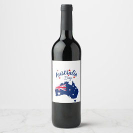 Etiqueta Para Botella De Vino Día de Australia Azul y Blanco Rojo