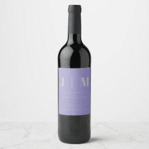 Etiqueta Para Botella De Vino Día de boda minimalista lavanda plateado
