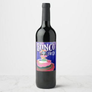 Etiqueta Para Botella De Vino Día de diversión de la noche del partido Bunco del