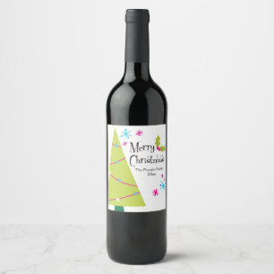 Etiqueta Para Botella De Vino Día de fiesta retro brillante y feliz