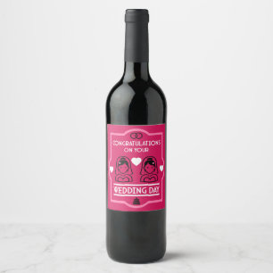Etiqueta Para Botella De Vino Día de la boda de Chicas homosexuales